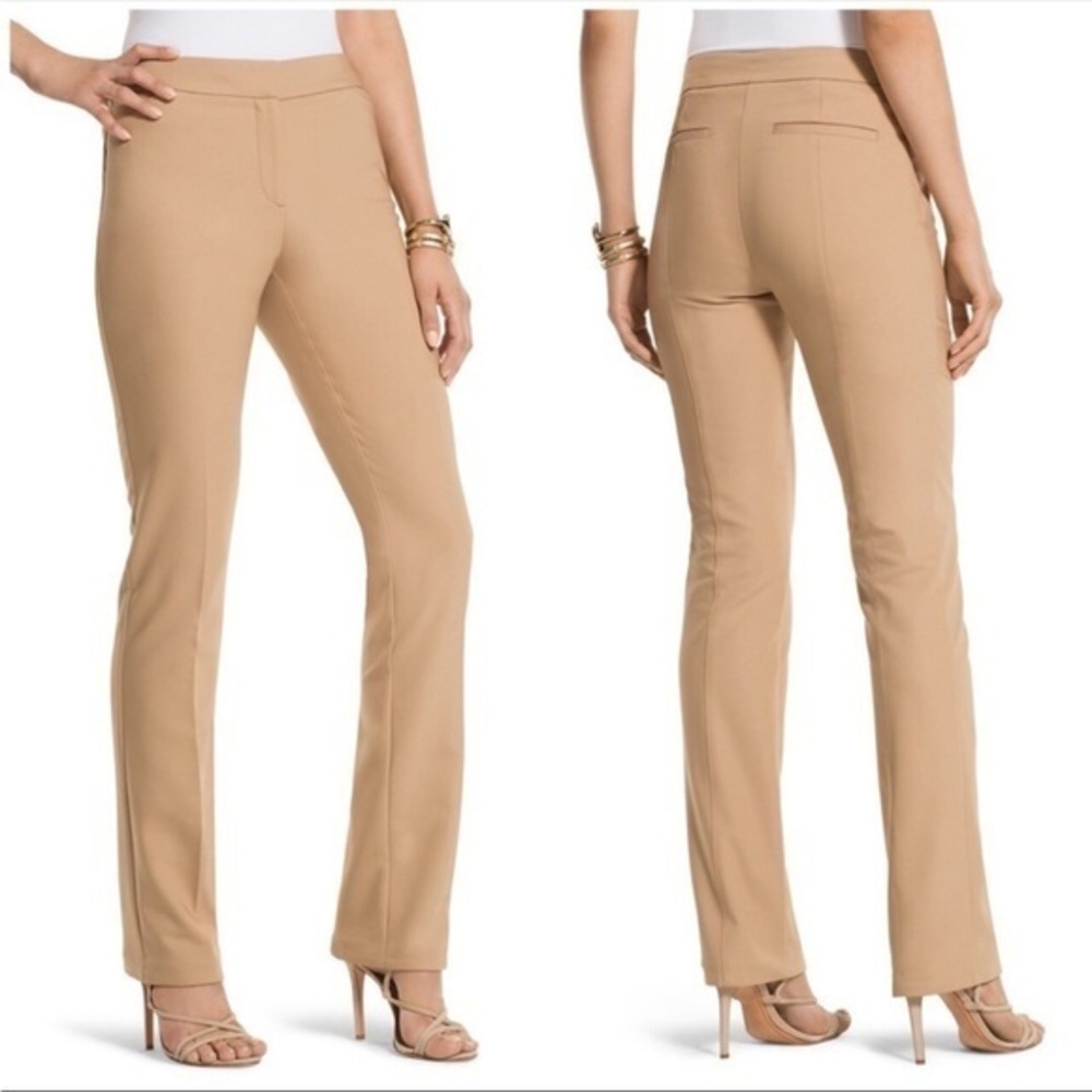 CHICOS SO SLIMMING STRAIGHT LEG MANHATTAN CAREERWEAR PANTS DAKATA WHEAT